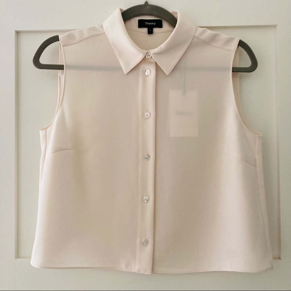 Theory cream white sleeveless shirt (size S)